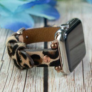 Leopard Furry Genuine Leather Apple Watch Band